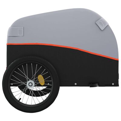 vidaXL Remolque para bicicleta hierro negro y naranja 30 kg
