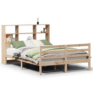 vidaXL Cama con estantería sin colchón madera maciza de pino 140x200cm