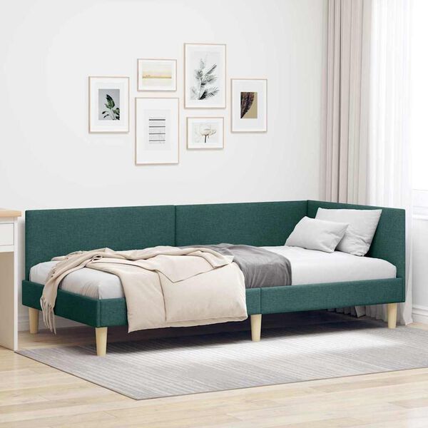 vidaXL Estructura de cama en esquina Verde oscuro 90 cm x 190 cm