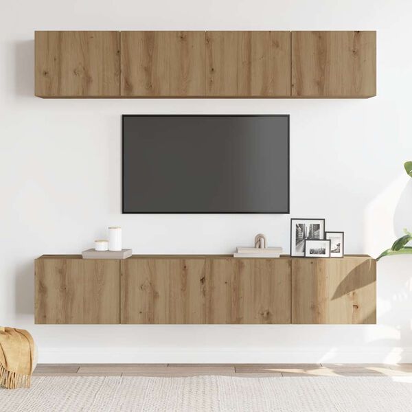 vidaXL Muebles de TV de pared 4 uds madera ingenier&iacute;a roble artesanal