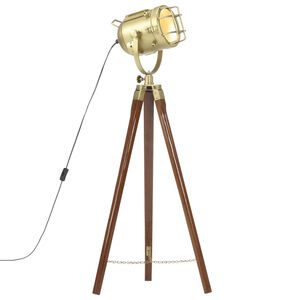 vidaXL L&aacute;mpara de suelo con tr&iacute;pode madera maciza de mango 97 cm