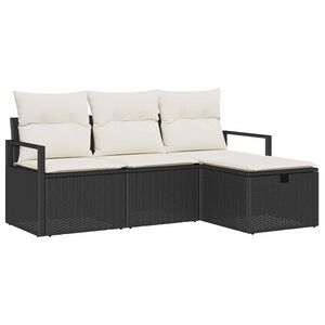 vidaXL Juego de Sof&aacute; 4 uds. 4-N&uacute;mero de plazas Negro y crema