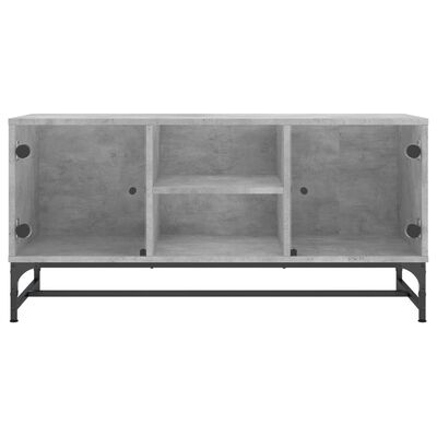 vidaXL Mueble de TV con puertas de vidrio gris hormigón 102x37x50 cm