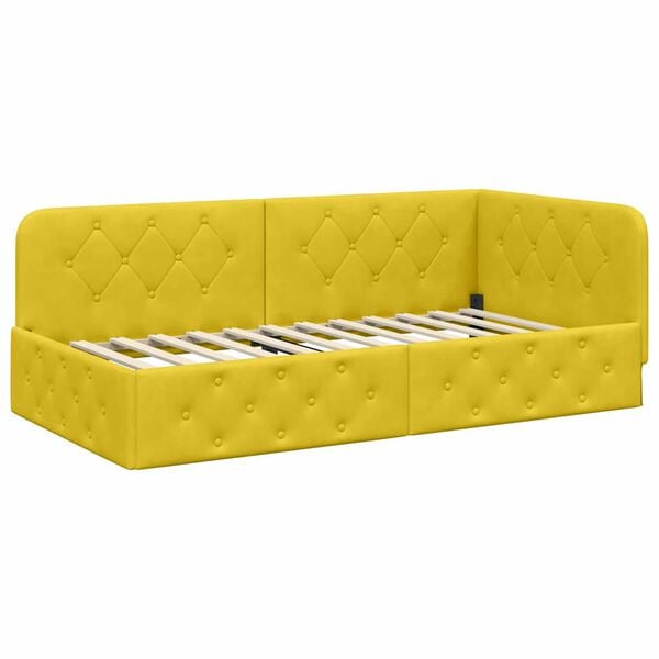 vidaXL Estructura de cama en esquina Amarillo 90 x 190 cm Terciopelo