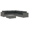 vidaXL Set de muebles de jard&iacute;n 6 pzas y cojines rat&aacute;n sint&eacute;tico gris