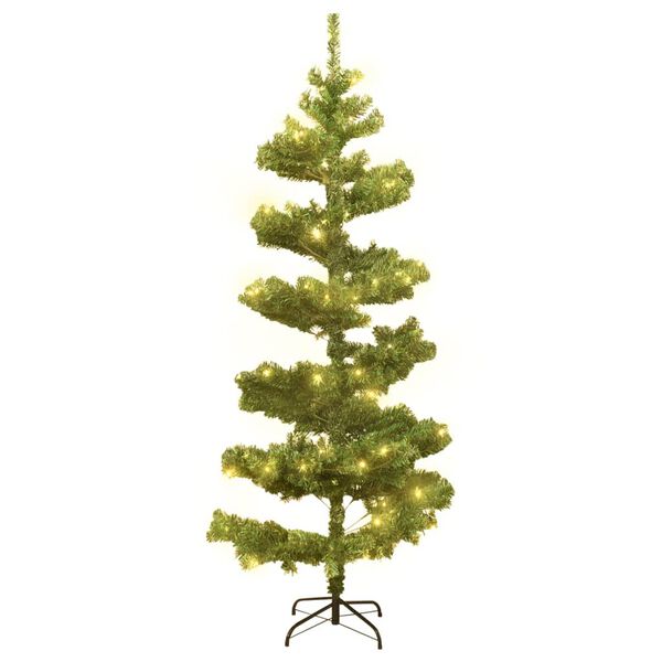 vidaXL &Aacute;rbol de Navidad en espiral con luces y soporte verde 180 cm