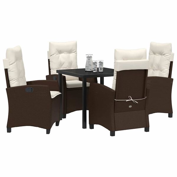vidaXL Conjunto de Comedor de Jard&iacute;n 5 pcs Marr&oacute;n rat&aacute;n sint&eacute;tico