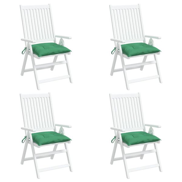 vidaXL Cojines de silla de jardín 4 uds tela verde 40x40x7 cm