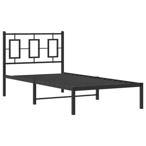 vidaXL Estructura cama sin colch&oacute;n con cabecero metal negro 90x190 cm