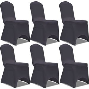vidaXL Funda de silla el&aacute;stica 6 unidades gris antracita
