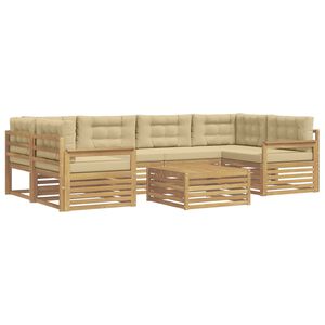 vidaXL Conjunto de sof&aacute;s de exterior 7 uds. y Beige Poli&eacute;ster