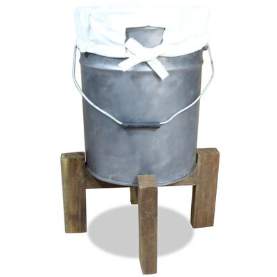 vidaXL Cesto de ropa hierro galvanizado y madera reciclada 30x30x58 cm