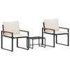 vidaXL Juegos de muebles 3 uds. Negro y Crema Rat&aacute;n
