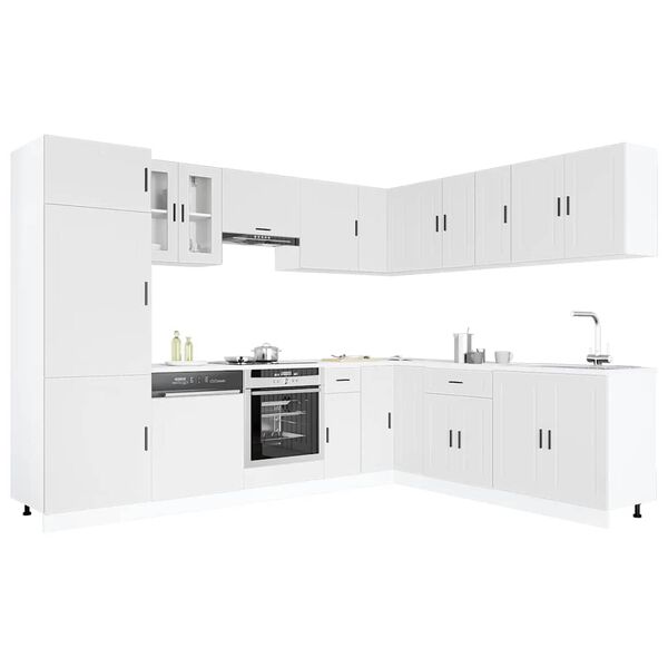 vidaXL Mueble de cocina Porto blanco 14 piezas madera contrachapada