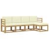 vidaXL Conjunto de sof&aacute;s de exterior 5 uds. Blanco y Crema