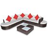 vidaXL Set muebles de jard&iacute;n 8 piezas y cojines rat&aacute;n sint&eacute;tico marr&oacute;n