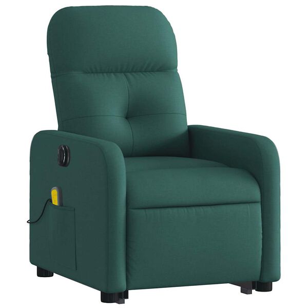 vidaXL Sill&oacute;n masaje el&eacute;ctrico reclinable elevable tela verde oscuro