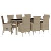 vidaXL Set comedor de jard&iacute;n 9 pzas con cojines rat&aacute;n sint&eacute;tico beige