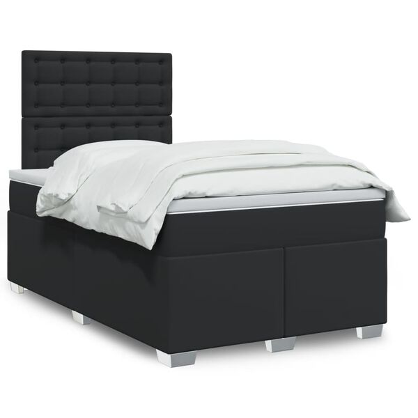 vidaXL Cama box spring con colch&oacute;n cuero sint&eacute;tico negro 120x190 cm