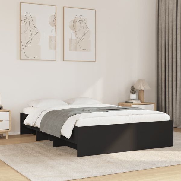 vidaXL Estructura de cama madera de ingenier&iacute;a negra 140x190 cm