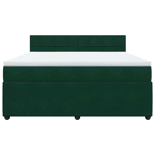 vidaXL Cama box spring con colch&oacute;n terciopelo verde oscuro 180x200 cm