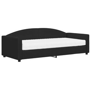 vidaXL Sof&aacute; cama con colch&oacute;n tela negro 90x200 cm