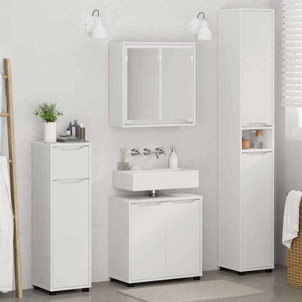 vidaXL Juego de muebles de ba&ntilde;o con caj&oacute;n 4 pcs Madera contrachapada