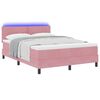 vidaXL Cama Box Spring LED con colch&oacute;n Rosa 160 x 200 cm Terciopelo