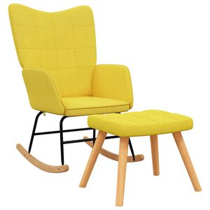 vidaXL Silla mecedora con reposapi&eacute;s tela amarillo mostaza