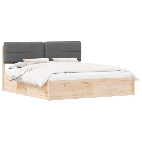 vidaXL Estructura de Cama con Cabecera Tapizada Gris oscuro