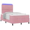vidaXL Cama Box Spring LED con colch&oacute;n Rosa 120 x 190 cm Terciopelo