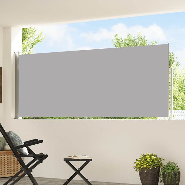 vidaXL Toldo lateral retr&aacute;ctil de jard&iacute;n gris 120x500 cm