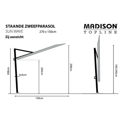 Madison Sombrilla para balcón Sun Wave 270x150 cm crudo PAC3P016