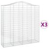 vidaXL Cestas de gaviones 3 uds forma de arco hierro 200x50x200/220 cm