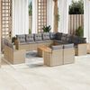vidaXL Set sof&aacute;s jard&iacute;n 14 pzas y cojines rat&aacute;n sint&eacute;tico beige mezcla