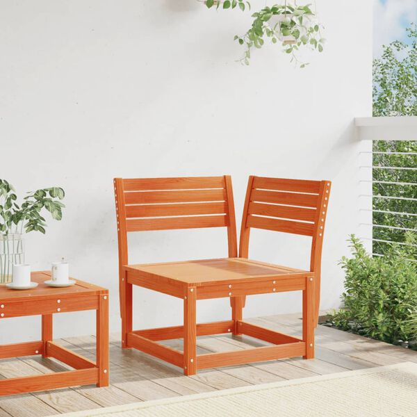 vidaXL Sof&aacute; esquinero jard&iacute;n madera maciza pino marr&oacute;n cera 73x73x78cm