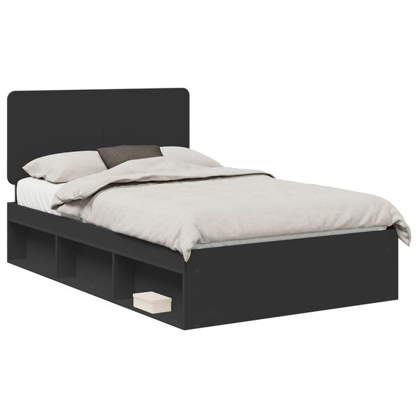 vidaXL Estructura de cama Negro 135 x 190 cm Madera de pino macizo