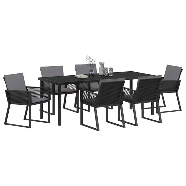vidaXL Conjunto de Comedor de Jard&iacute;n 7 pcs Negro