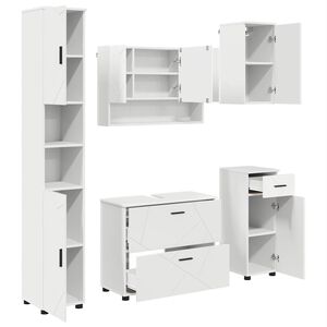 vidaXL Juego de muebles de ba&ntilde;o 5 pcs Madera engineered y metal