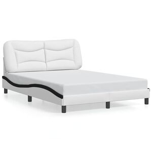 vidaXL Estructura de cama sin colch&oacute;n Hvar cuero sint&eacute;tico blanco y negro