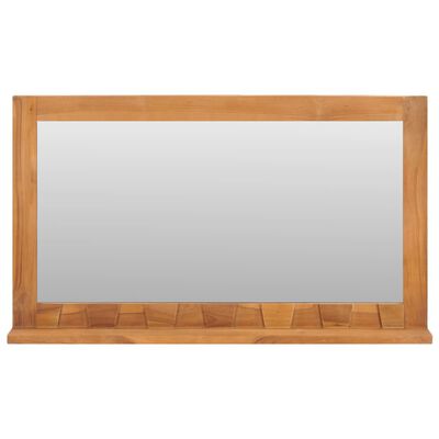 vidaXL Espejo de pared con estante madera maciza de teca 100x12x60 cm