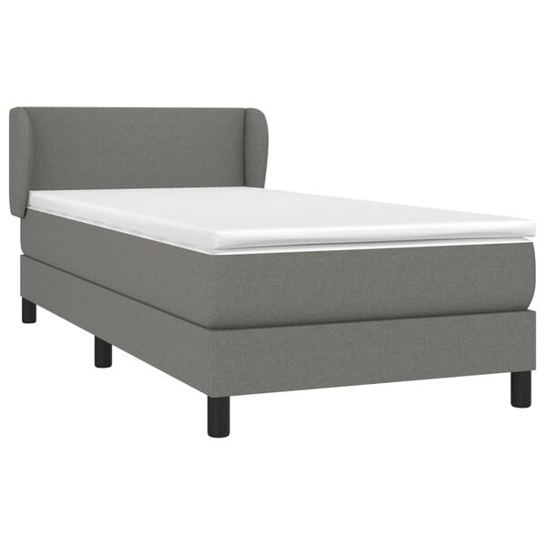 vidaXL Cama box spring con colch&oacute;n tela gris oscuro 100x200 cm