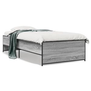 vidaXL Estructura cama madera ingenier&iacute;a metal gris Sonoma 100x200 cm
