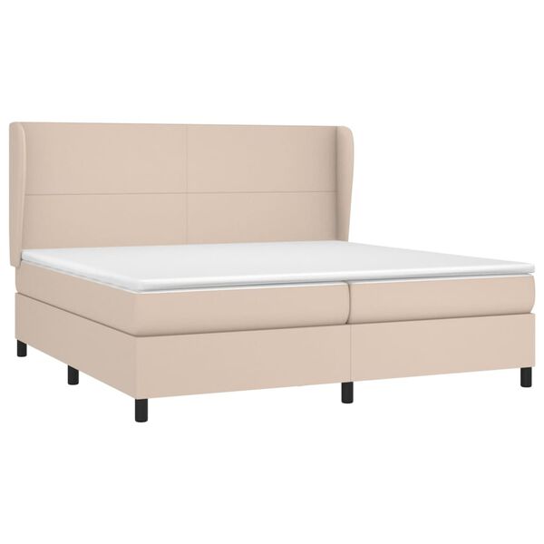 vidaXL Cama box spring con colch&oacute;n cuero sint&eacute;tico capuchino 200x200cm