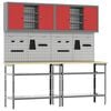 vidaXL Conjunto de banco de trabajo 8 uds. Rojo y Gris