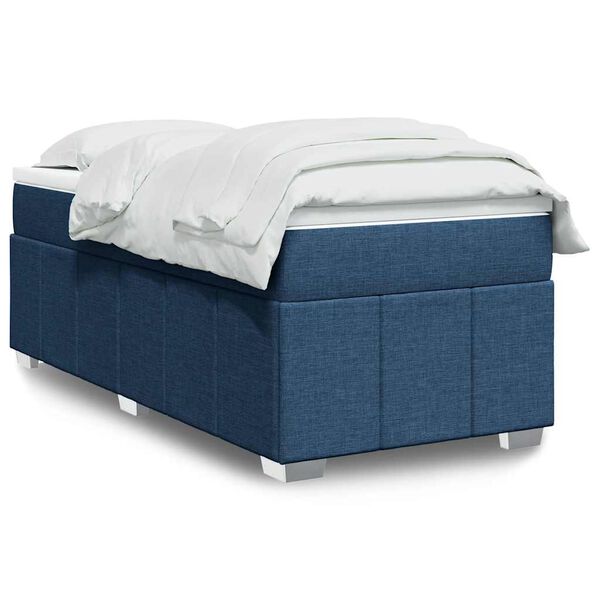 vidaXL Cama box spring con colch&oacute;n tela azul 100x200 cm