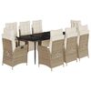 vidaXL Set comedor de jard&iacute;n 9 pzas con cojines rat&aacute;n sint&eacute;tico beige