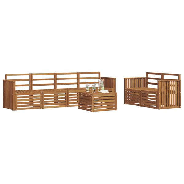vidaXL Juegos de sof&aacute;s 7 pcs Natural Madera de Acacia S&oacute;lida