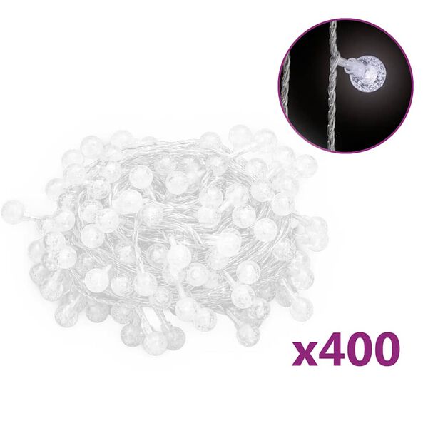 vidaXL Guirnalda de luces globos 8 funciones 40 m 400 LEDs blanco frío