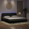 vidaXL Estructura de cama con LED sin colch&oacute;n terciopelo negro 200x200 cm